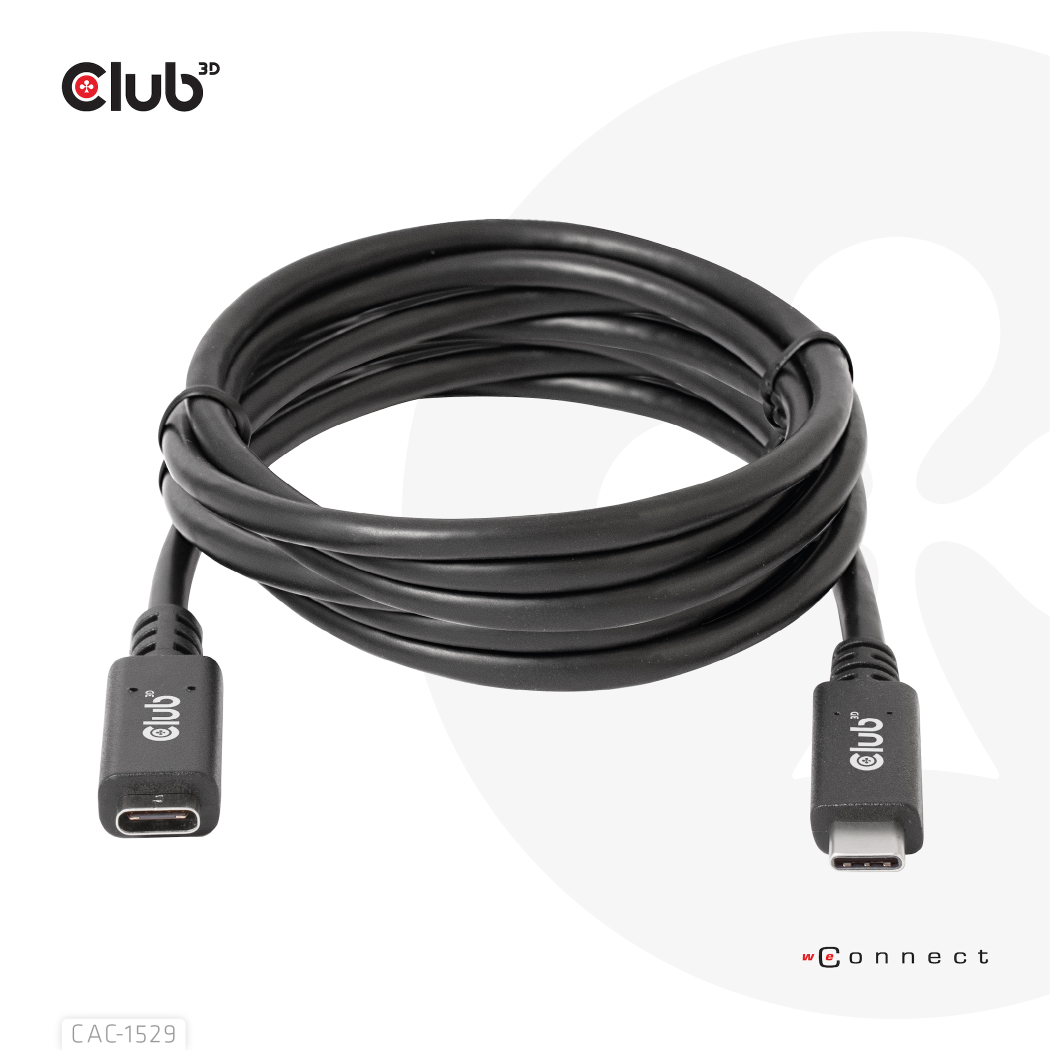 CLUB3D USB Gen1 Type-C Extensie kabel 5Gbps 60W(20V/3A) 4K60Hz M/F 1m/3.28ft - Afbeelding 9