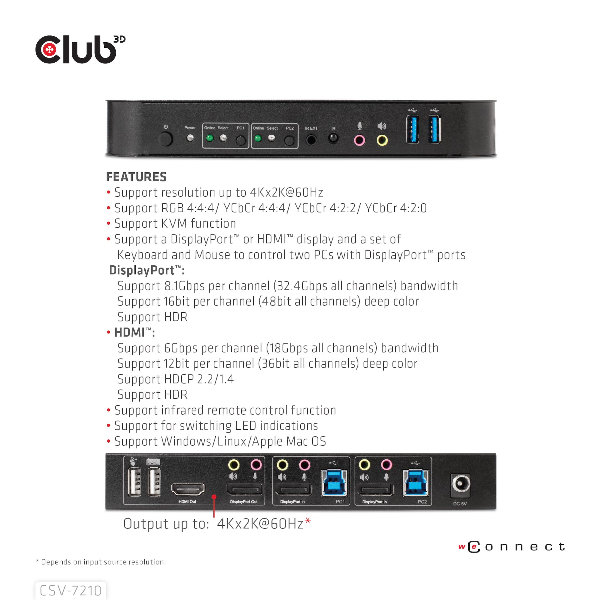 CLUB3D DisplayPort/HDMI KVM Switch For Dual DisplayPort 4K 60Hz - Afbeelding 11