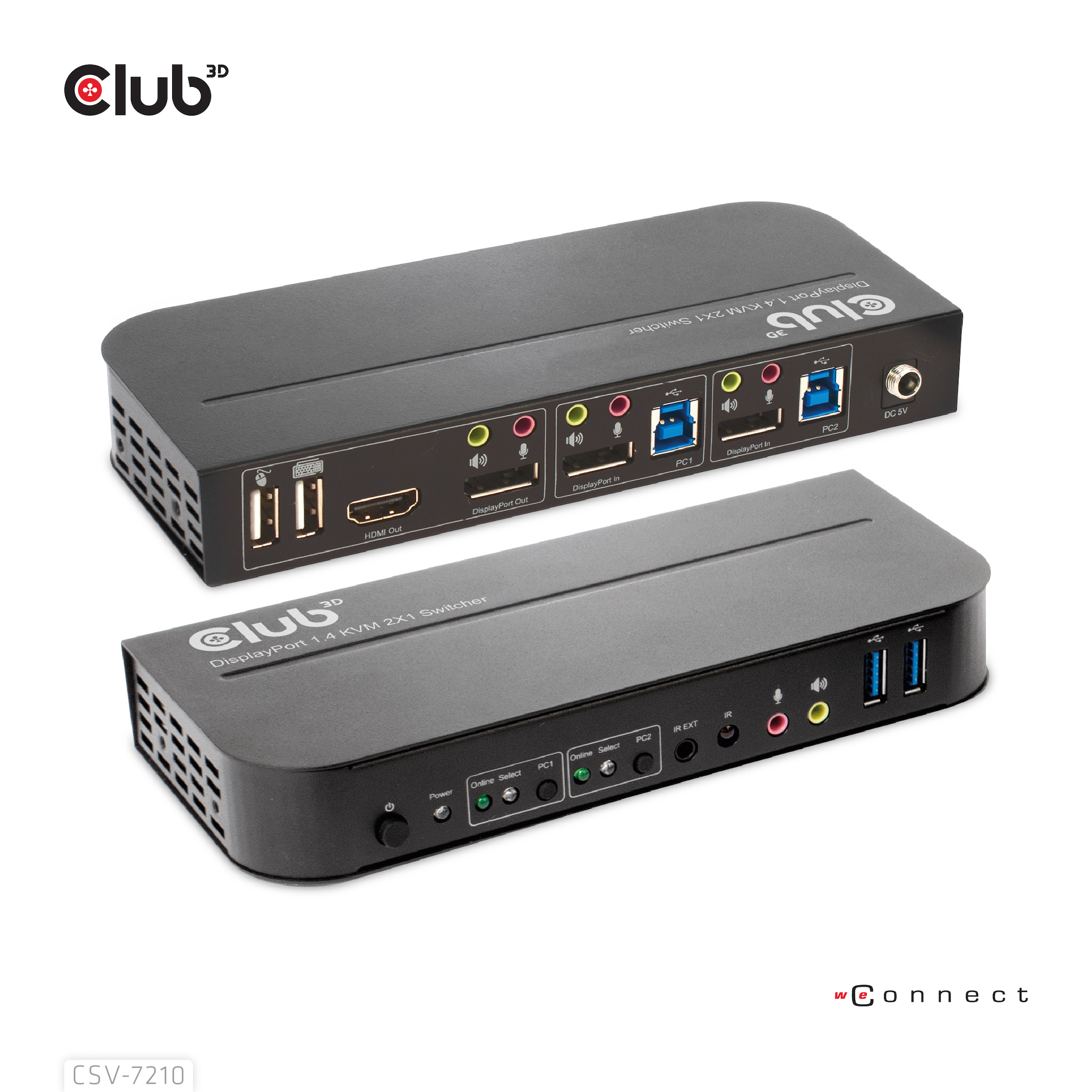 CLUB3D DisplayPort/HDMI KVM Switch For Dual DisplayPort 4K 60Hz - Afbeelding 2