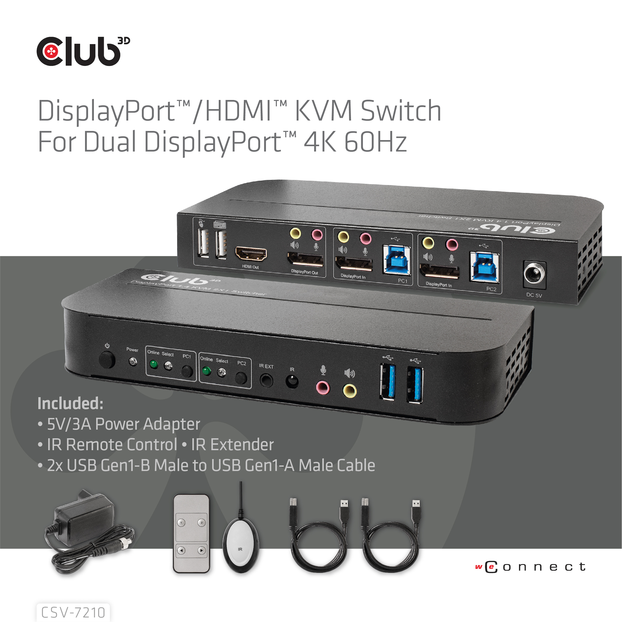 CLUB3D DisplayPort/HDMI KVM Switch For Dual DisplayPort 4K 60Hz - Afbeelding 8