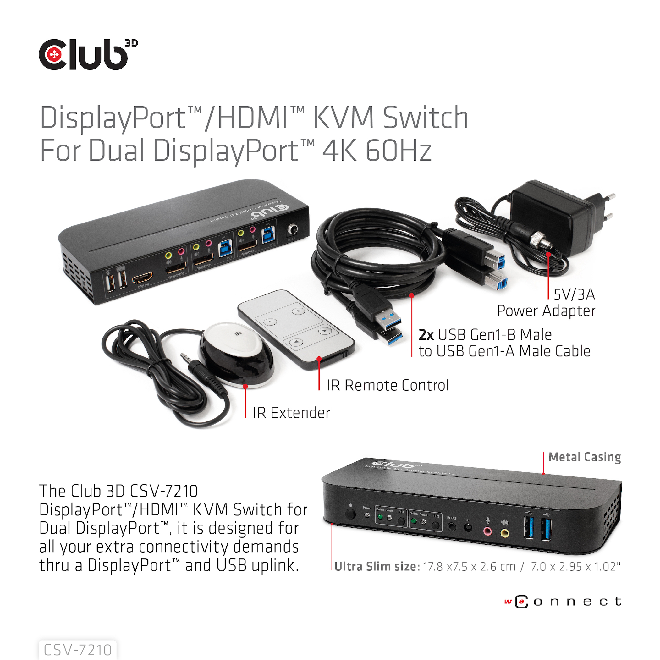 CLUB3D DisplayPort/HDMI KVM Switch For Dual DisplayPort 4K 60Hz - Afbeelding 10