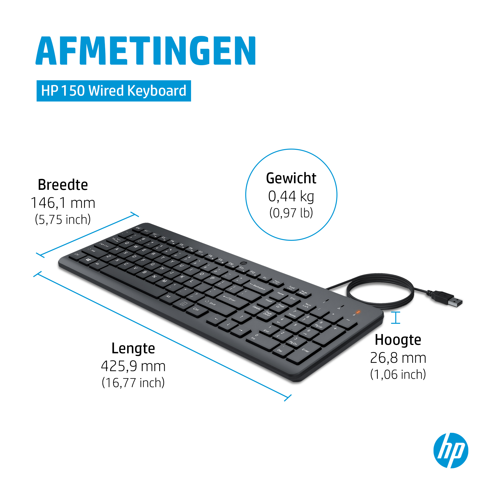 HP 150 Wired Keyboard - Afbeelding 5