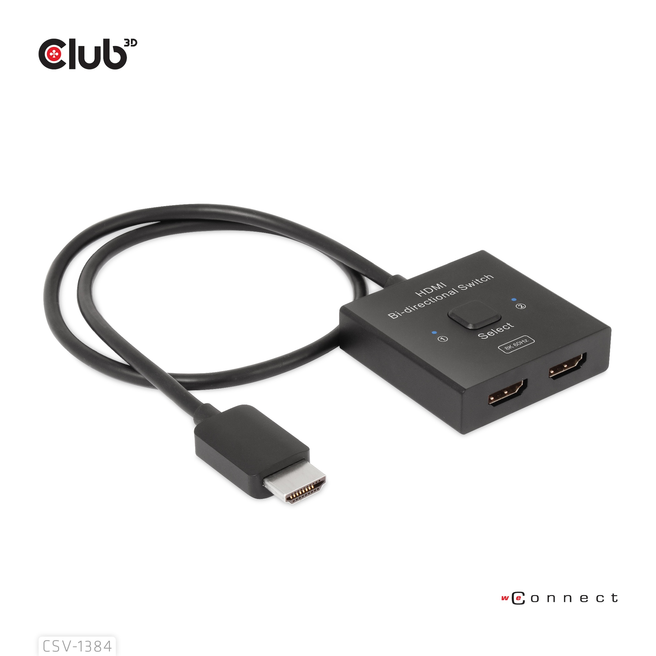 CLUB3D HDMI 2-in-1 Bi-directional Switch for 8K60Hz or 4K120Hz - Afbeelding 2