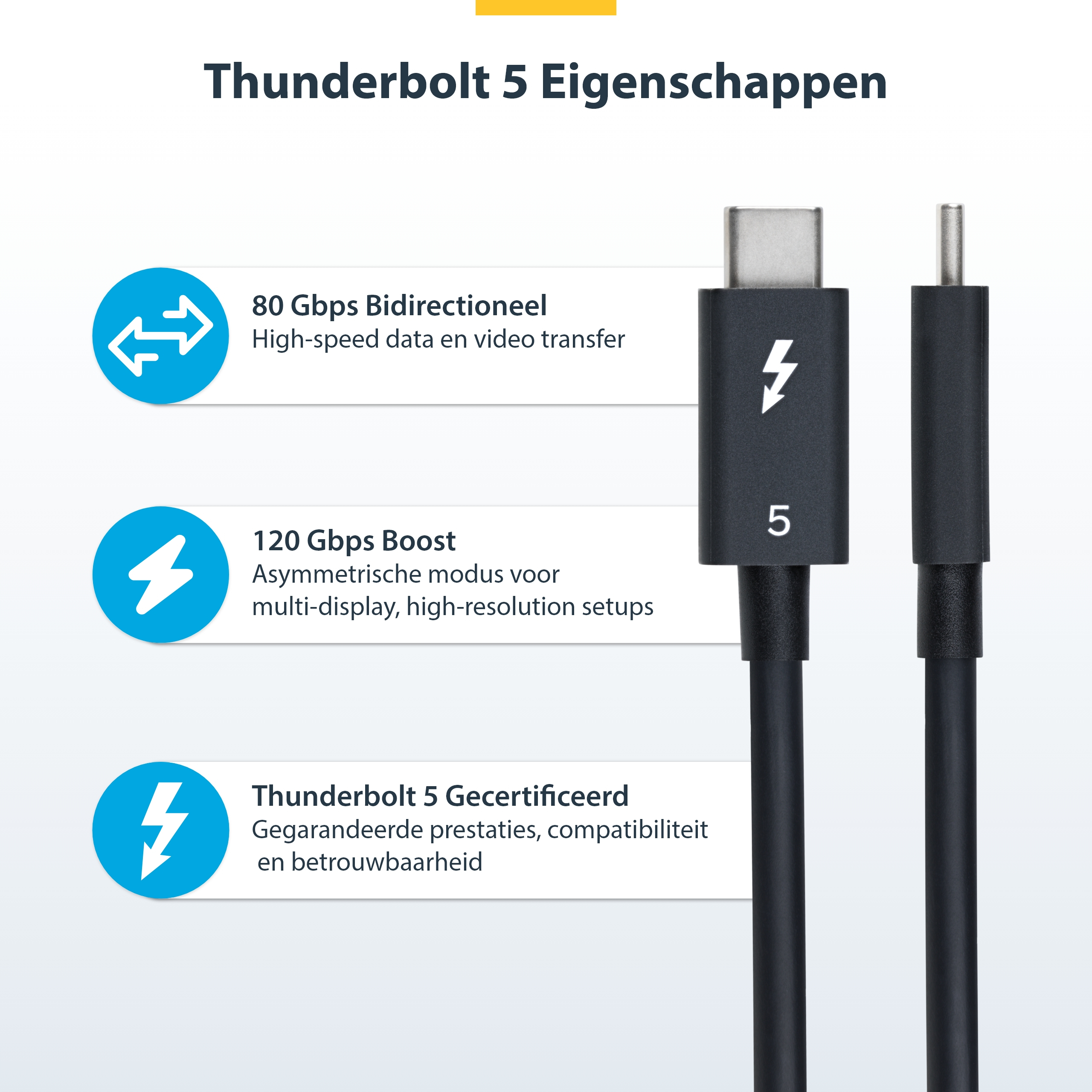 StarTech.com 80cm Thunderbolt 5 Kabel, 80Gbps/Tot 120Gbps, 240W PD EPR, 8K 60Hz,Thunderbolt-Gecertificeerde Kabel, Compatibel met Thunderbolt 4/USB4/USB-C - Afbeelding 15