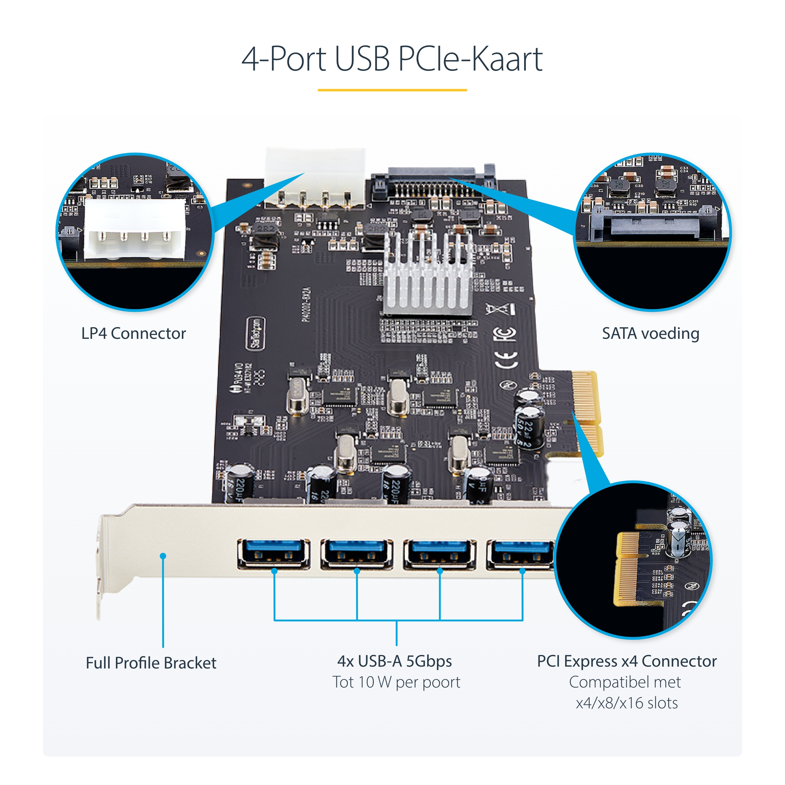 StarTech.com 4-Port USB PCIe Kaart, USB 3.2 5Gbps, PCI Express Uitbreidingskaart met 4x Onafhankelijke USB Controllers, 4x USB-A Poorten, Windows/macOS/Linux - Afbeelding 13