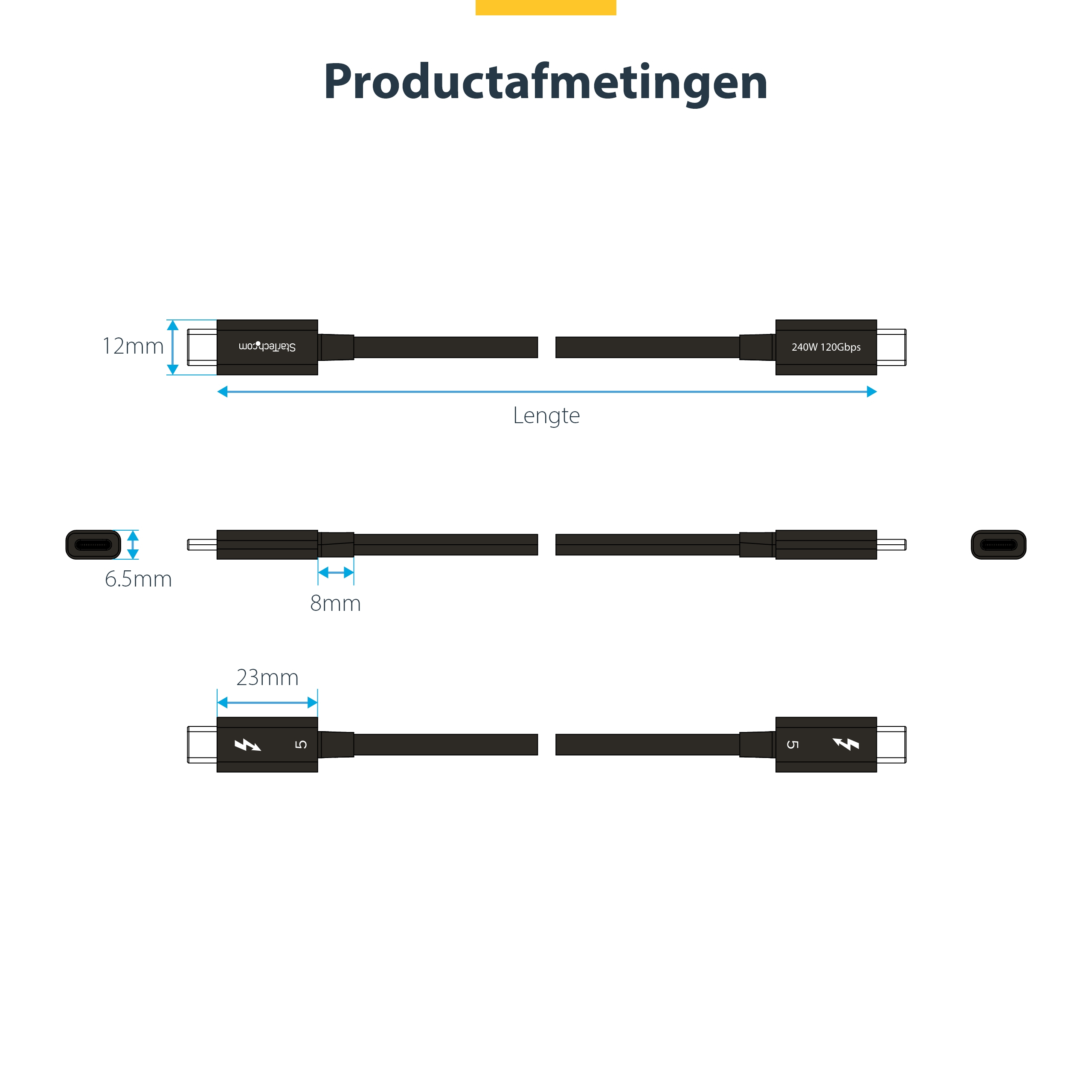 StarTech.com 80cm Thunderbolt 5 Kabel, 80Gbps/Tot 120Gbps, 240W PD EPR, 8K 60Hz,Thunderbolt-Gecertificeerde Kabel, Compatibel met Thunderbolt 4/USB4/USB-C - Afbeelding 12