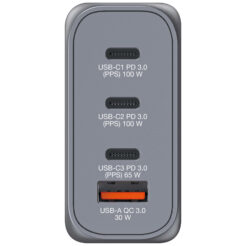 Verbatim 100 W GaN-wandoplader met vier poorten 2 x USB-C PD 100 W / 1 x USB-C PD 65 W / 1 x USB-A QC 3.0 (EU/VK/VS) - Afbeelding 3