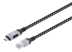 Manhattan 394826 tussenstuk voor kabels RJ-45 USB-C Zwart, Zilver