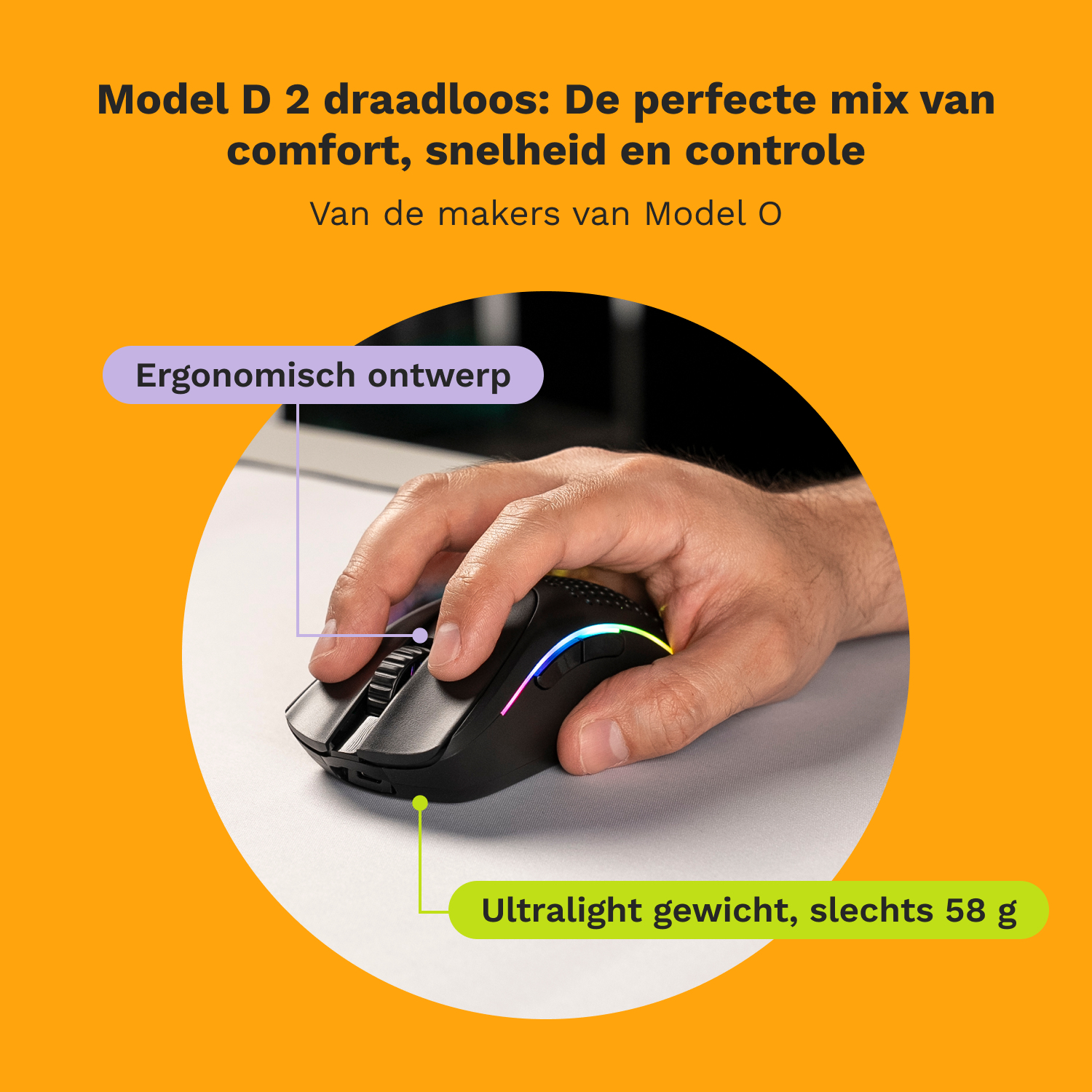 Glorious Gaming Model D 2 Wireless muis Gamen Rechtshandig RF Draadloos 19000 DPI - Afbeelding 11