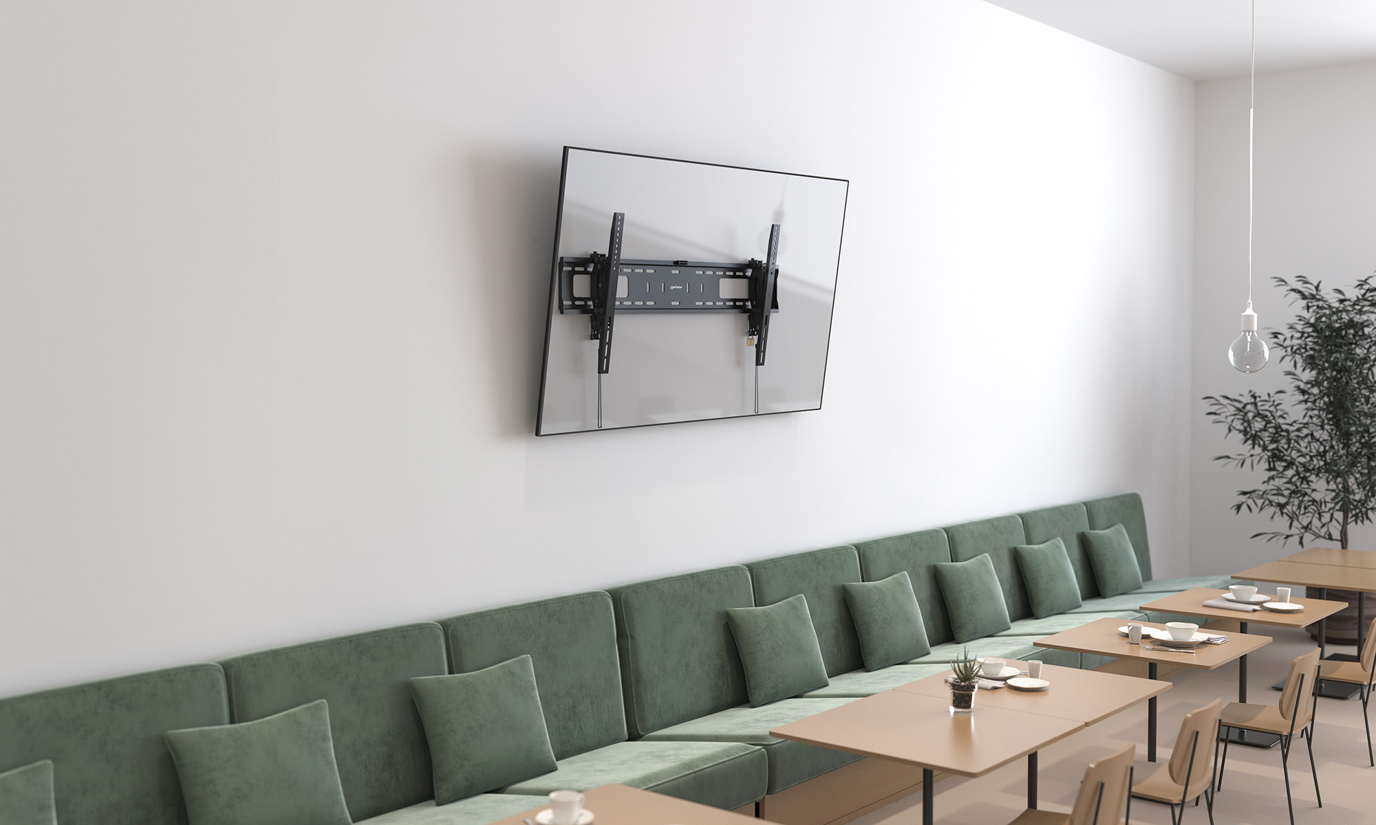 Manhattan Wandbeugel met verlenging voor TV’s en monitoren (Kantelbaar, anti-diefstal), voor schermen 37"–100", VESA-compatibiliteit: van 200×200 tot 800×400 mm (controleer de afmetingen van de vier montagegaten aan de achterzijde), max 75 kg, zwart - Afbeelding 14