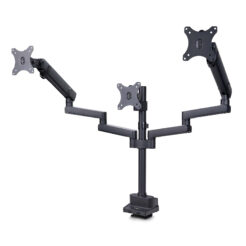StarTech.com Triple Monitor Arm voor Bureau, Tot Drie 27inch Schermen, VESA 75x75/100x100, Instelling zonder Gereedschap, C-klem/Doorvoertule, Arm met Veermechanisme