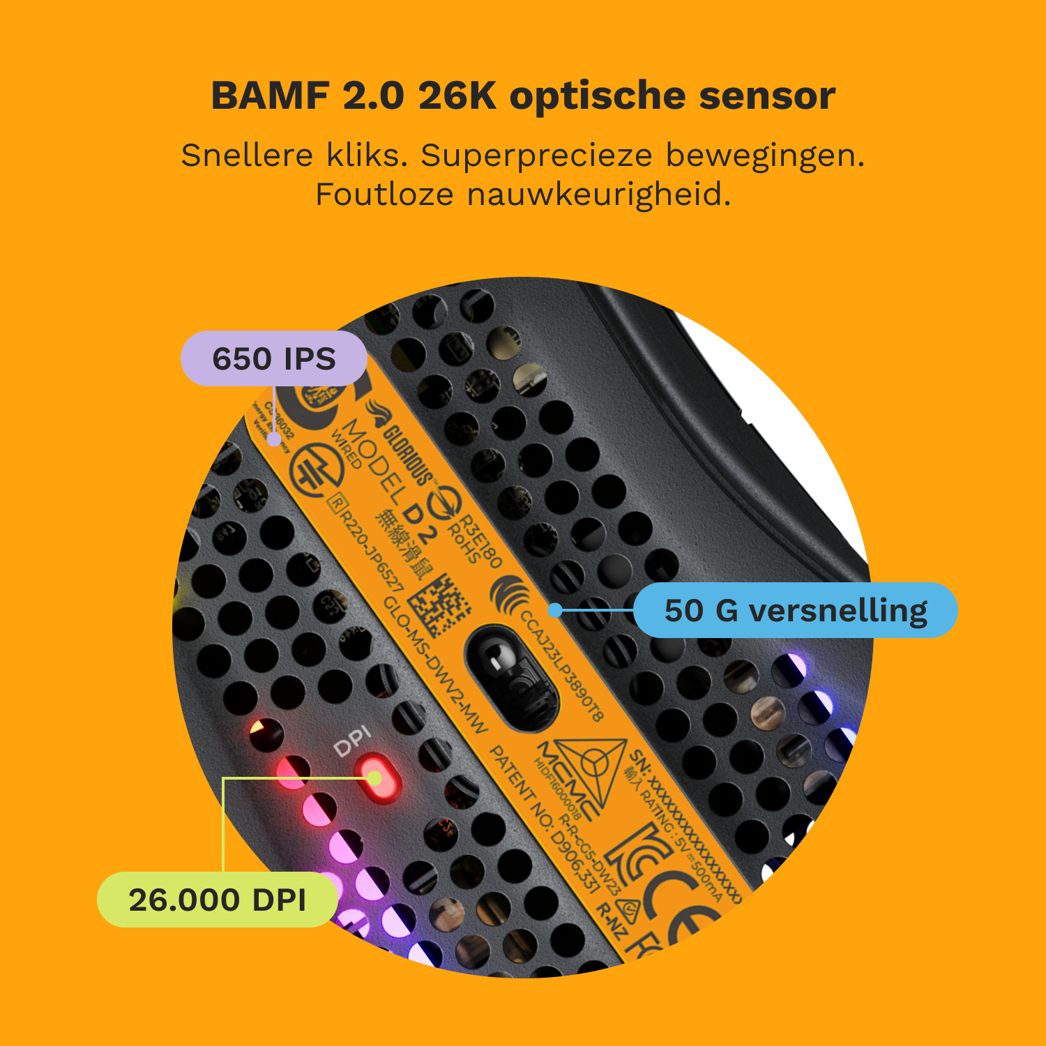 Glorious Gaming Model D 2 Wired muis Gamen Rechtshandig USB Type-A Optisch 26000 DPI - Afbeelding 15