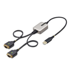 StarTech.com 60cm 2-Port USB naar Seriëel Adapter Kabel, COM Retention, Verwisselbare DB9 Schroeven/Moeren, USB-A naar RS232 DB9 Converter, FTDI IC, ESD Bescherming, Windows/macOS/ChromeOS/Linux - Afbeelding 2