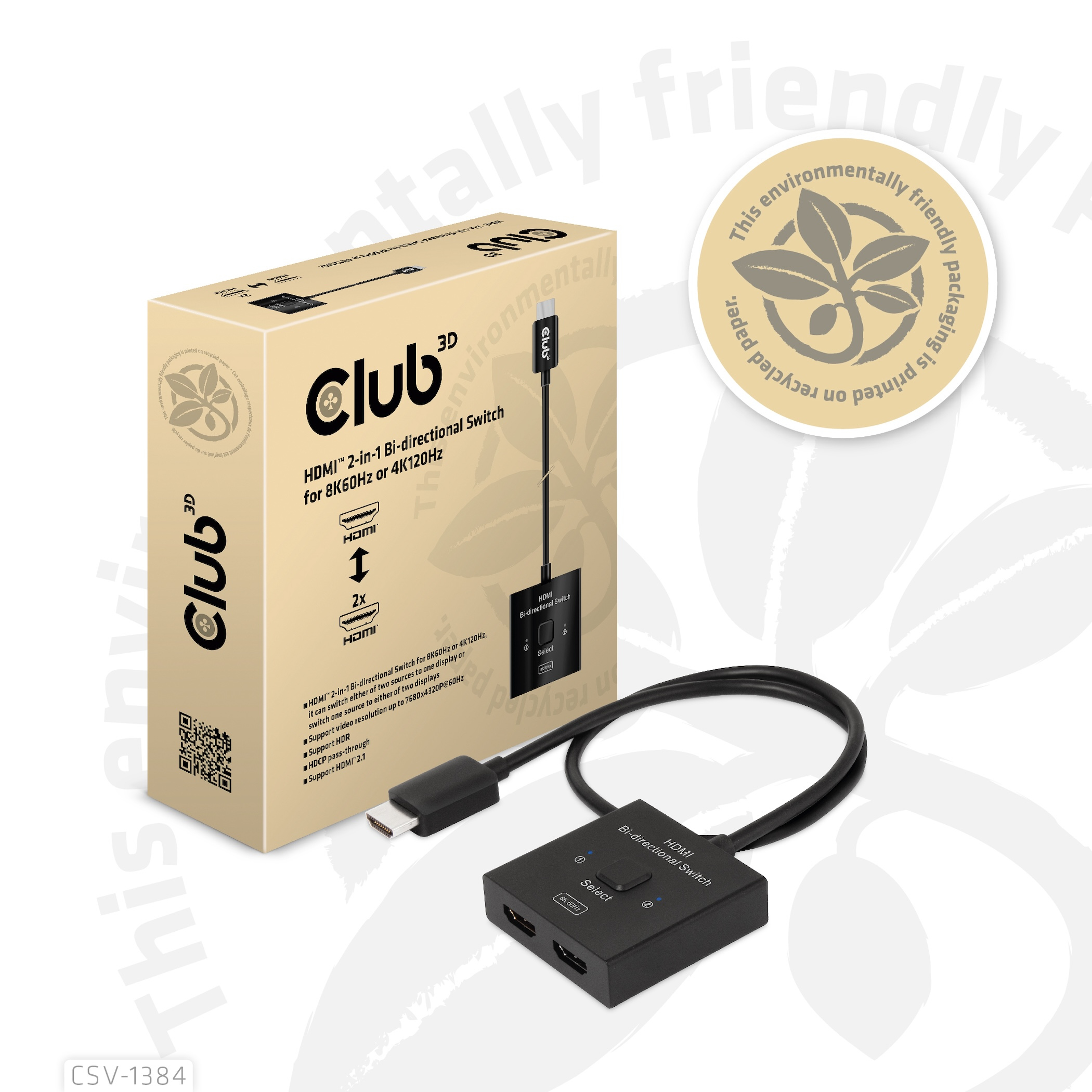 CLUB3D HDMI 2-in-1 Bi-directional Switch for 8K60Hz or 4K120Hz - Afbeelding 15