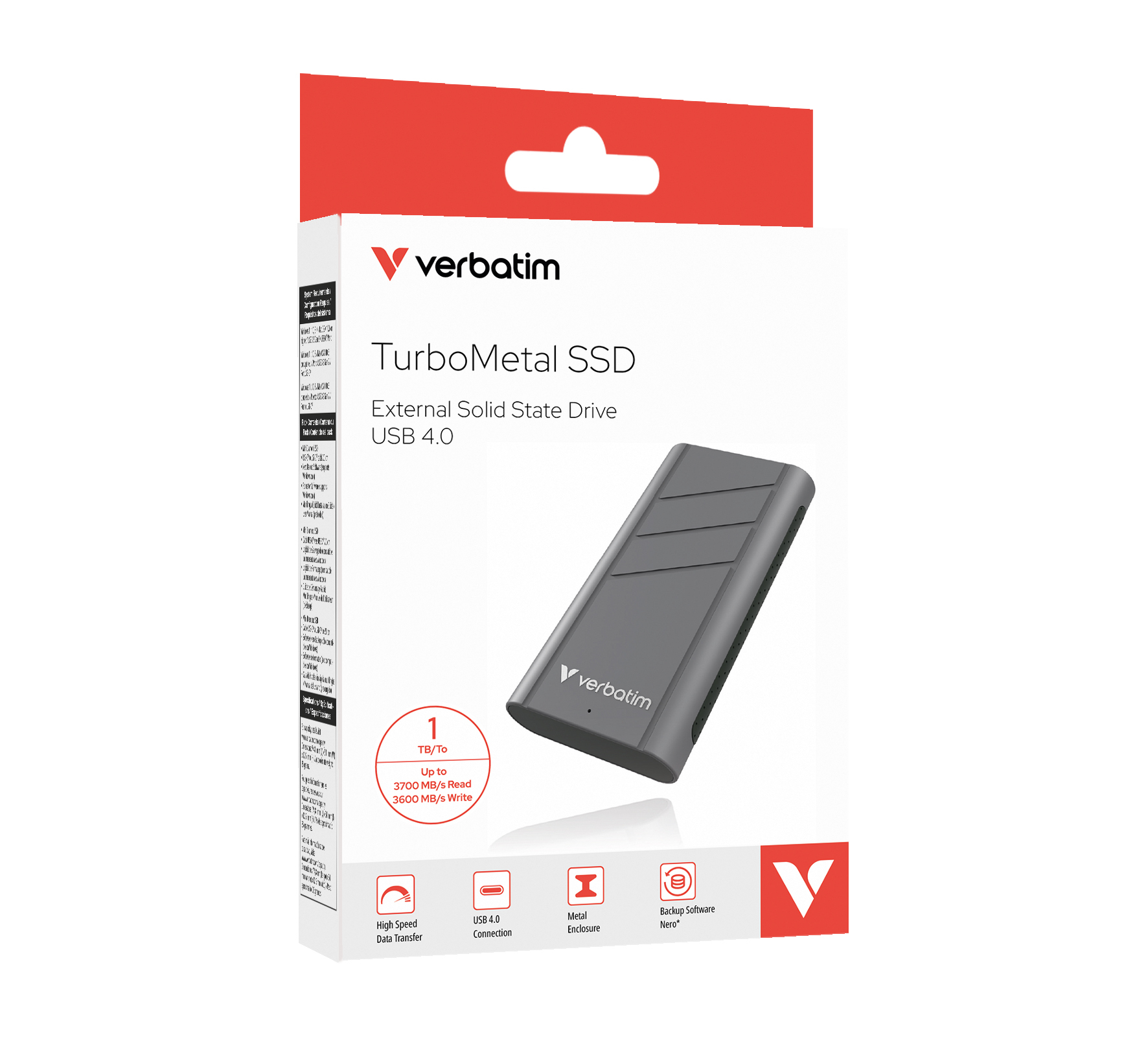 Verbatim TurboMetal SSD USB4 1TB USB Type-C USB4 Gen 2x2 Zilver - Afbeelding 2