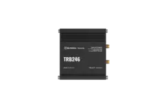 Industrial dual SIM 4G LTE NB-IoT gateway equipped with multiple WAN interfacessuch as I/Os RS232 RS485 and an Ethernet port.