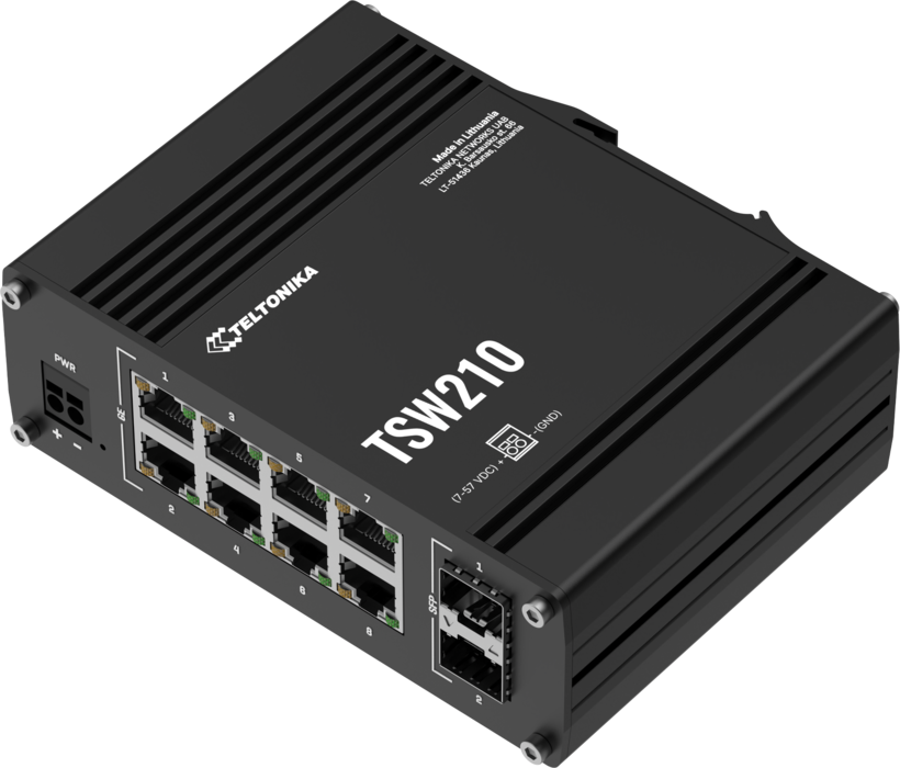 TSW210 Ethernet switch offers a combination of Gigabit Ethernet and SFP. 8x Ethernet ports enable connecting multiple devices to the network quickly and easily.