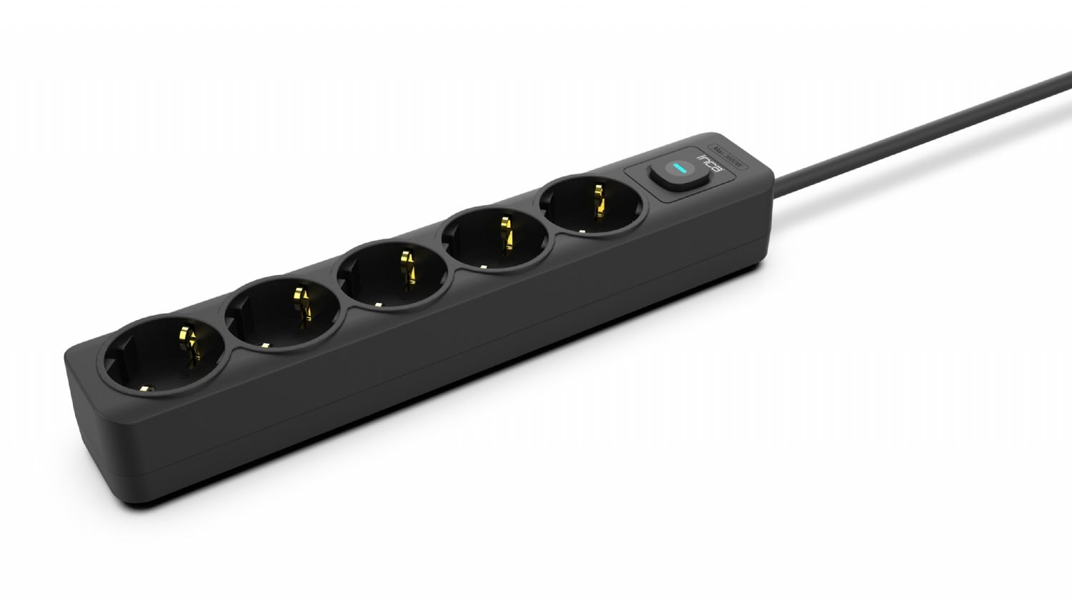 INCA stekker omlijsting IPW-44SY3 5fach, LED Anz. zwart 3,0m