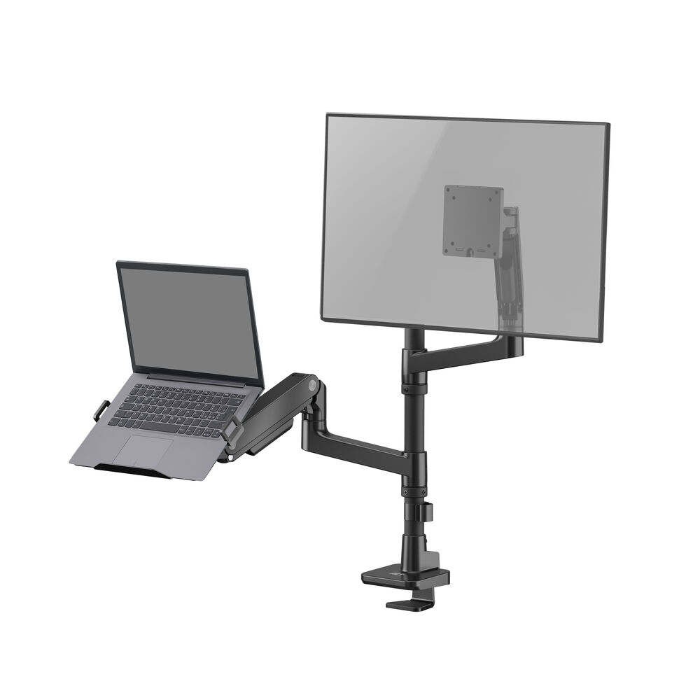 ACT Monitorarm 49" met laptophouder office premium, gasveer, paalbevestiging, 1 scherm - Afbeelding 5