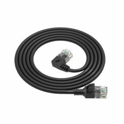 ACT Zwarte 0,25 meter U/UTP CAT6A LSZH slimline patchkabel met RJ45 connectoren, recht naar 90° haaks links - Afbeelding 3