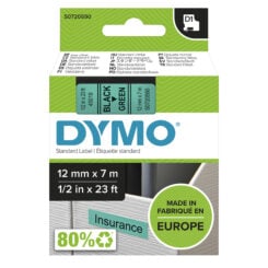 DYMO originele D1 labels | Zwarte Tekst op Groen Label | 12 mm x 7 m | zelfklevende etiketten voor de LabelManager labelprinter | gemaakt in Europa - Afbeelding 2