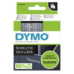 DYMO originele D1 labels | Witte Tekst op Doorzichtig Label | 12 mm x 7 m | zelfklevende etiketten voor de LabelManager labelprinter | gemaakt in Europa - Afbeelding 3