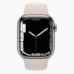 Forza Refurbished Apple Watch Series 7 45 mm Aluminium zilver wifi met wit sportbandje - zichtbaar gebruikt