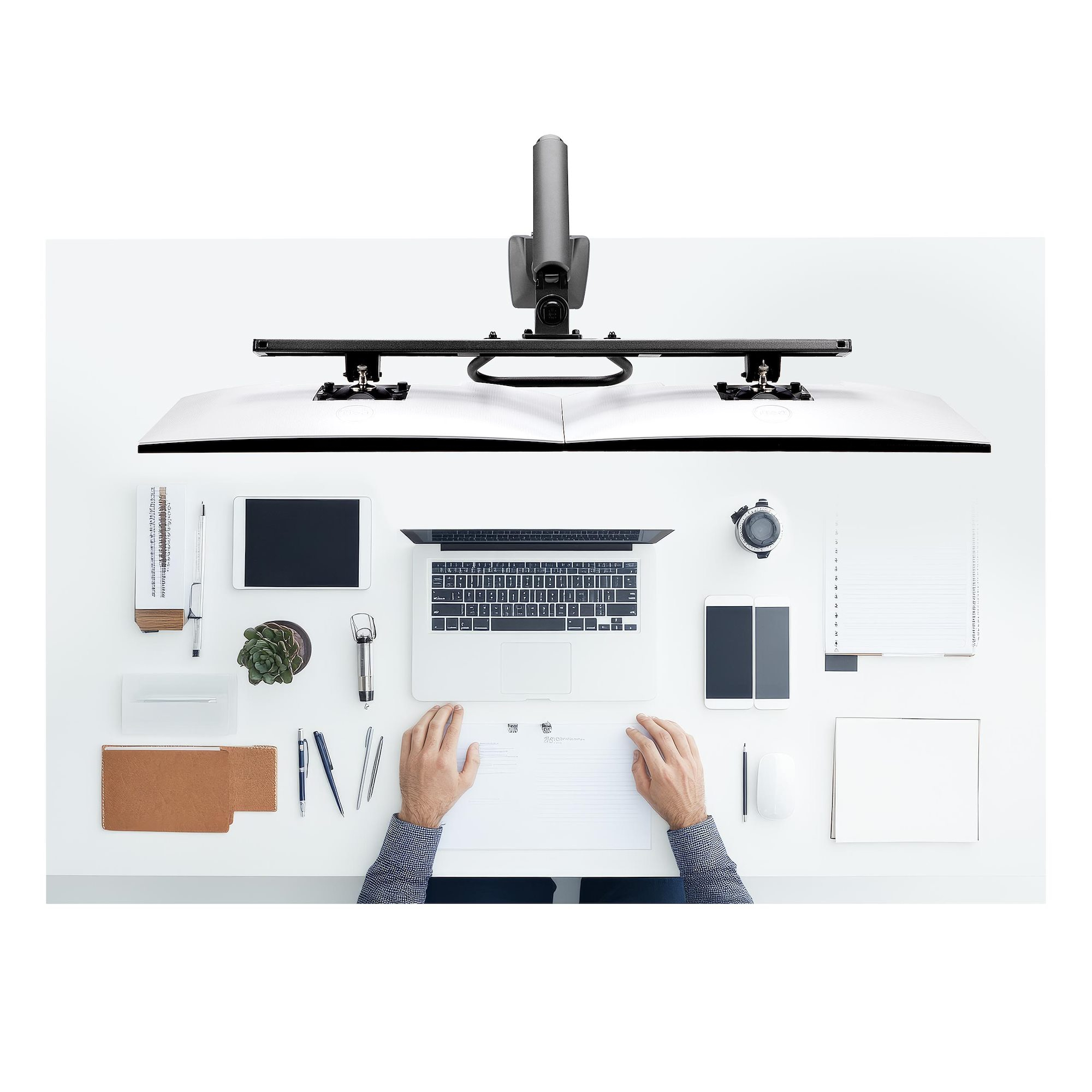 StarTech.com Dual Monitor Arm met Crossbar voor Bureau, Tot 27 inch Schermen, VESA 75x75/100x100, Max 15kg, C-klem, Volledig Scharnierend, Arm met Veermechanisme, TAA - Afbeelding 12