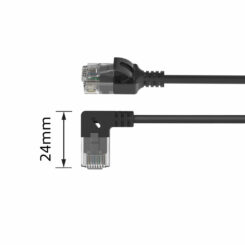 ACT Zwarte 1,5 meter U/UTP CAT6A LSZH slimline patchkabel met RJ45 connectoren, recht naar 90° haaks rechts - Afbeelding 4