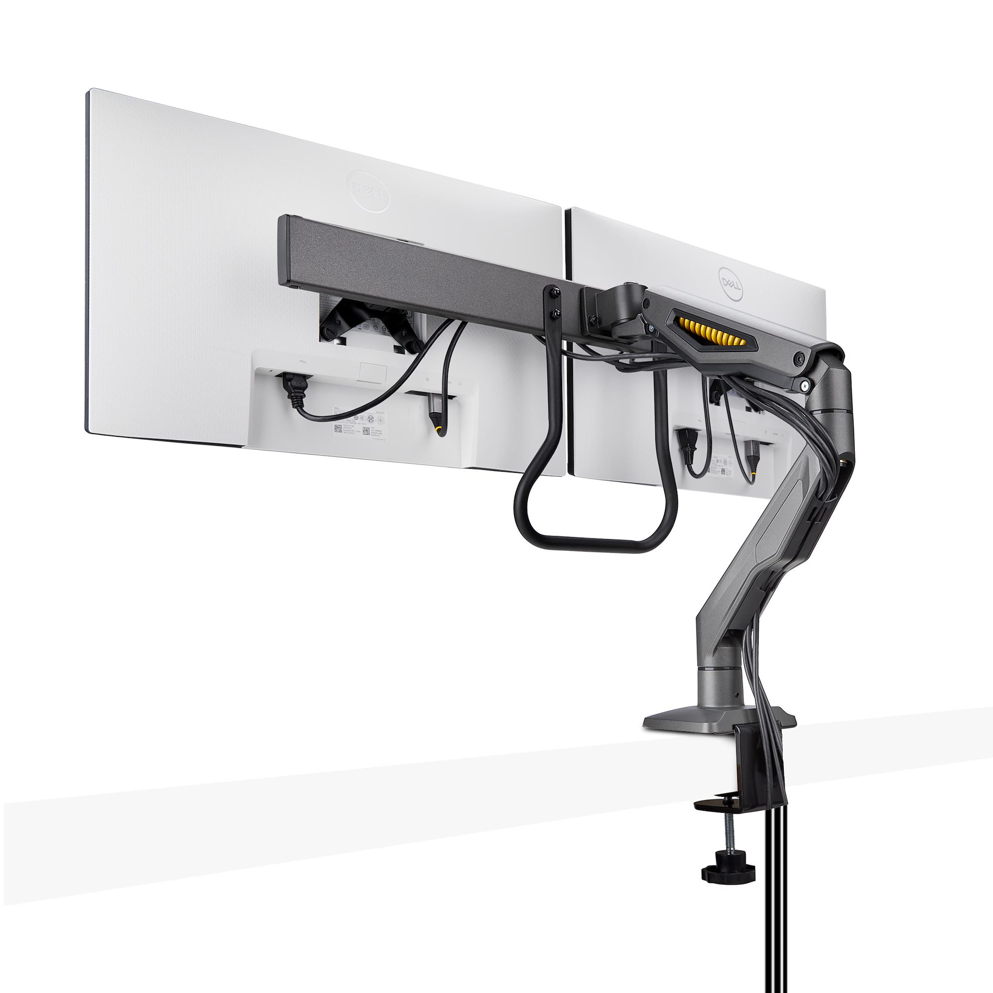 StarTech.com Dual Monitor Arm met Crossbar voor Bureau, Tot 27 inch Schermen, VESA 75x75/100x100, Max 15kg, C-klem, Volledig Scharnierend, Arm met Veermechanisme, TAA - Afbeelding 6