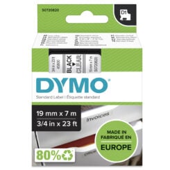 DYMO originele D1 labels | Zwarte Tekst op Doorzichtig Label | 19 mm x 7 m | zelfklevende etiketten voor de LabelManager labelprinter | gemaakt in Europa - Afbeelding 3