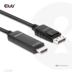 CLUB3D DisplayPort 1.4 to HDMI 4K120Hz or 8K60Hz HDR10 Cable M/M 3m/9.84ft - Afbeelding 3