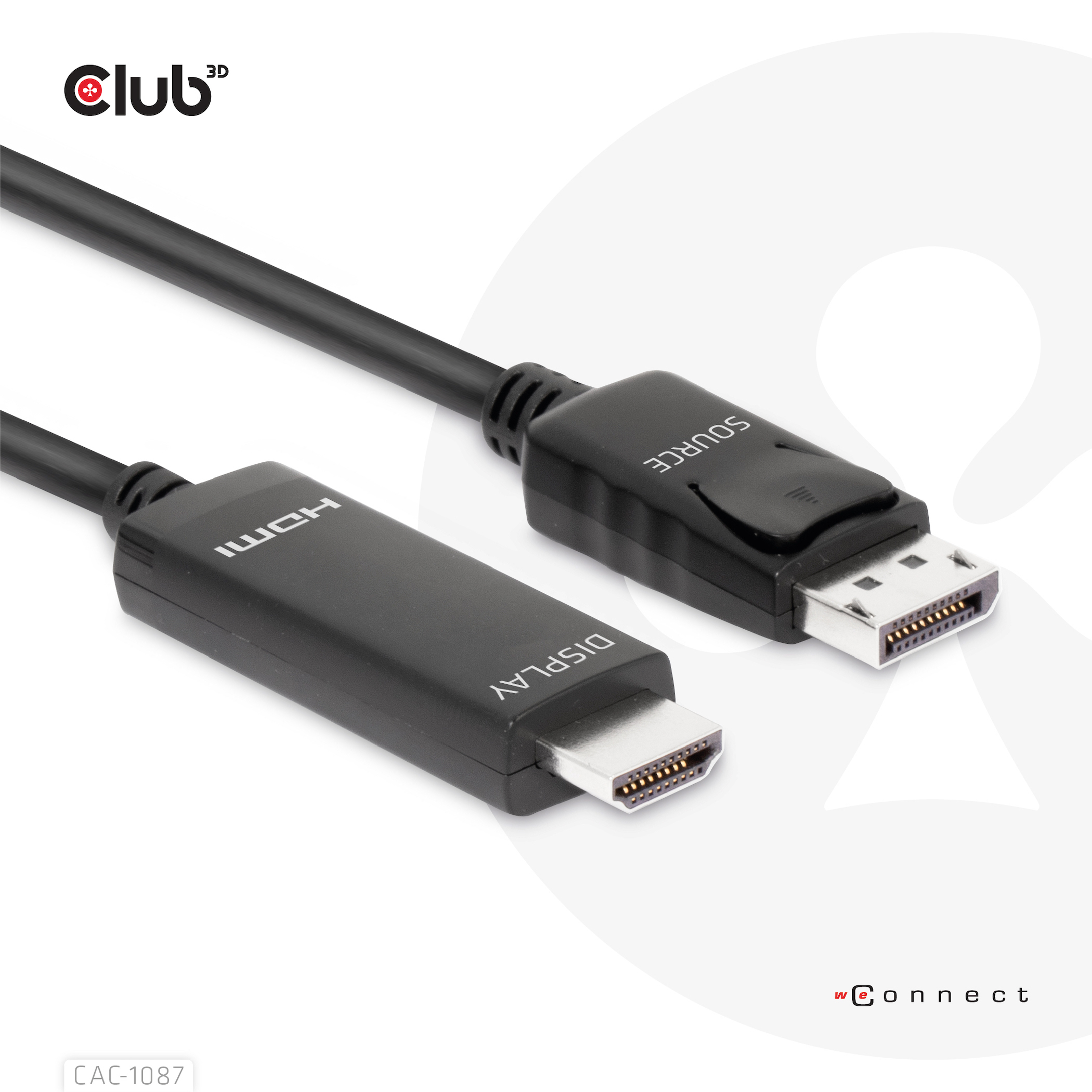 CLUB3D DisplayPort 1.4 to HDMI 4K120Hz or 8K60Hz HDR10 Cable M/M 3m/9.84ft - Afbeelding 3