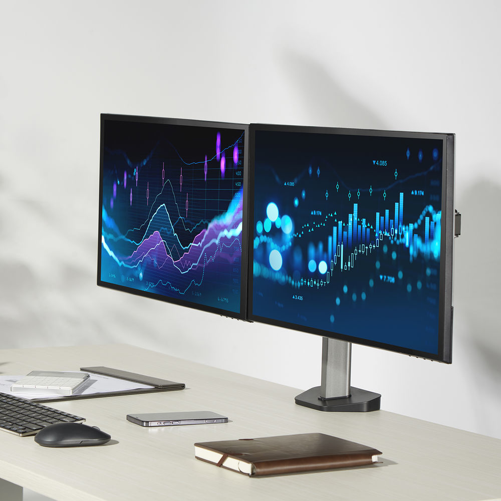 ACT Monitorarm 32" office, 2 schermen, zilver - Afbeelding 6