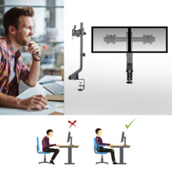 ACT Monitorarm 27" office, crossbar, 2 schermen, eenvoudig in hoogte verstelbaar - Afbeelding 5