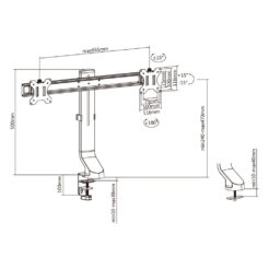 ACT Monitorarm 27" office, crossbar, 2 schermen, eenvoudig in hoogte verstelbaar - Afbeelding 7