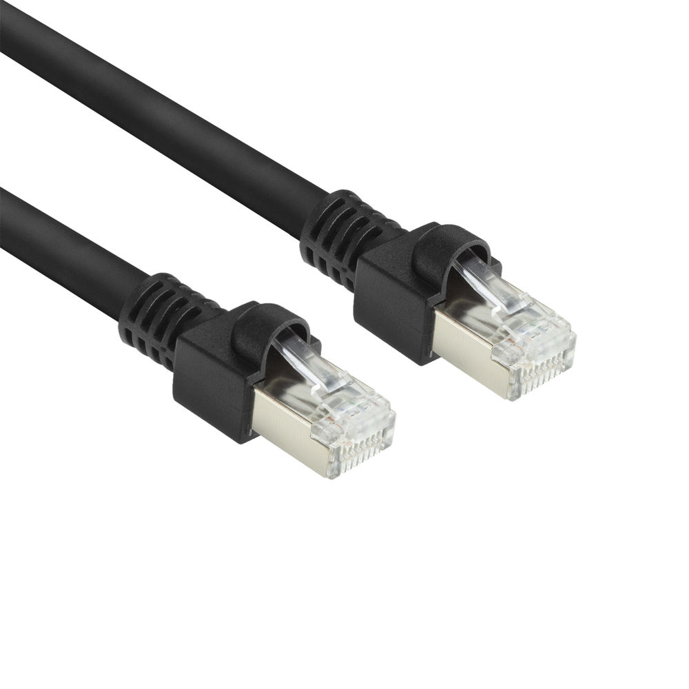 ACT Zwart 0,5 meter S/FTP CAT7 PUR flex patchkabel snagless met RJ45 connectoren (CAT6A compliant)