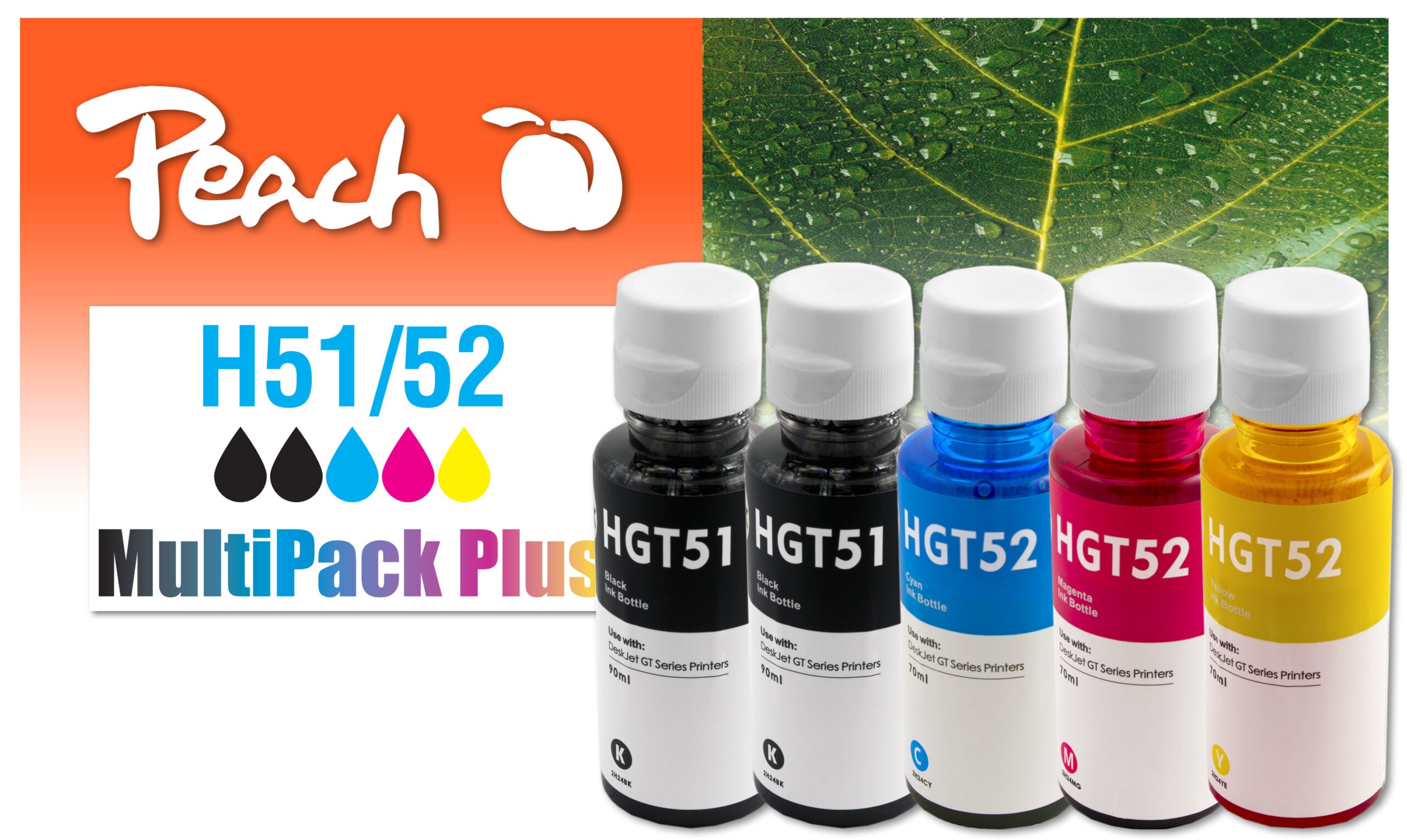 Peach 321285 inktcartridge 5 stuk(s) Compatibel Normaal rendement Zwart, Cyaan, Magenta, Geel