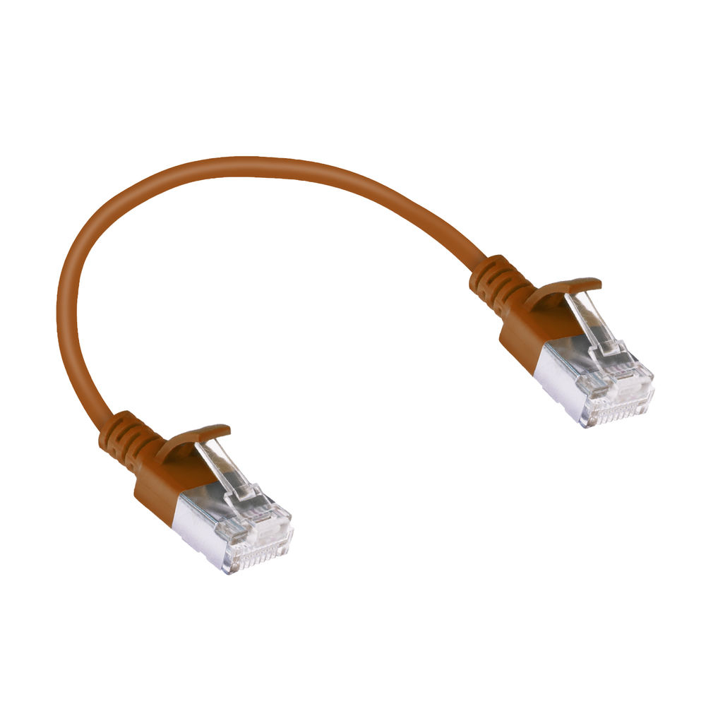 ACT Bruine 0,5 meter LSZH U/FTP CAT6A datacenter slimline patchkabel snagless met RJ45 connectoren - Afbeelding 3