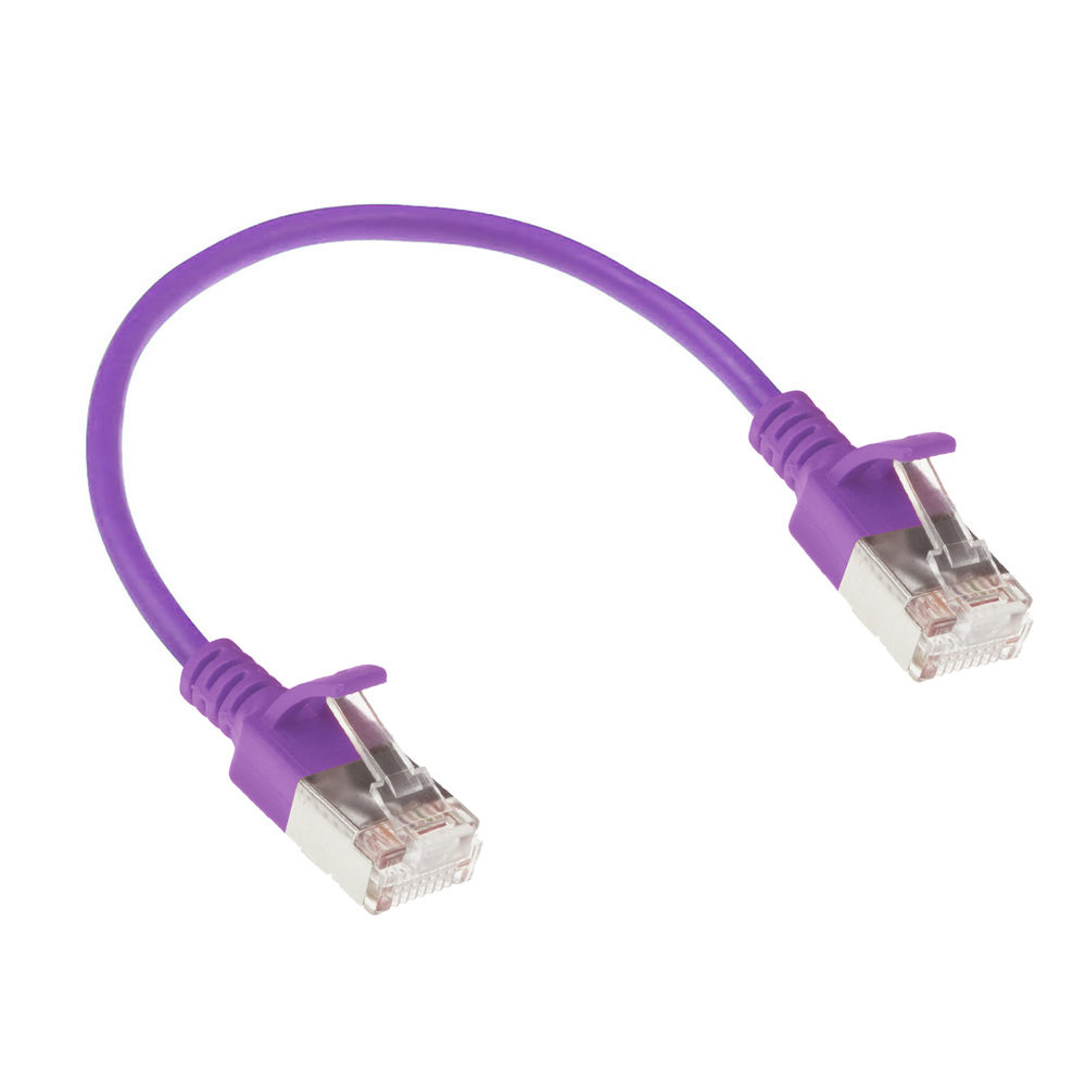 ACT Paarse 0,5 meter LSZH U/FTP CAT6A datacenter slimline patchkabel snagless met RJ45 connectoren - Afbeelding 3