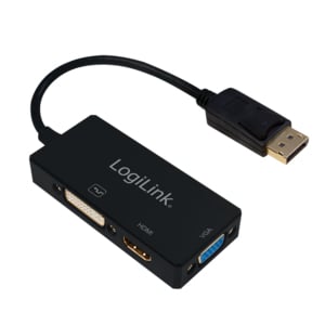LogiLink CV0109 video kabel adapter 0,15 m DisplayPort VGA + HDMI + DVI Zwart
