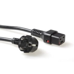 ACT Netsnoer CEE 7/7 male (haaks) - C19 IEC Lock zwart 2 m, EL262S
