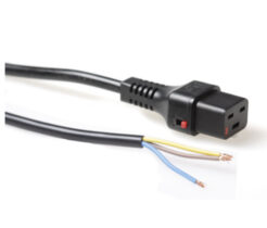 ACT Netsnoer C19 IEC Lock - open einde zwart 1 m, PC1173