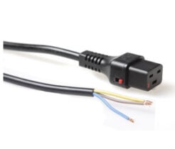 ACT Netsnoer C19 IEC Lock - open einde zwart 3 m, PC1175