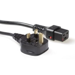 ACT Netsnoer UK male - C19 IEC Lock zwart 2 m, PC1214