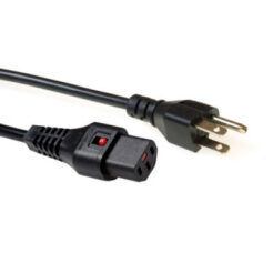 ACT Netsnoer USA male - C13 IEC Lock zwart 2 m, PC1063