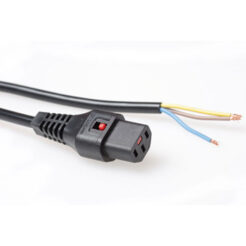 ACT Netsnoer C13 IEC Lock - open einde zwart 2 m, PC1025