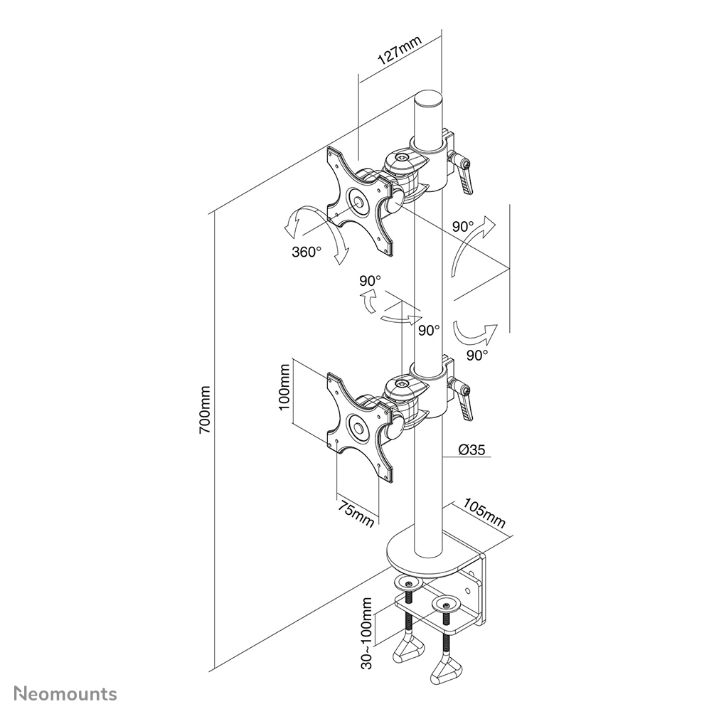 Neomounts FPMA-D700DV Monitorarm 10-27" - Afbeelding 7