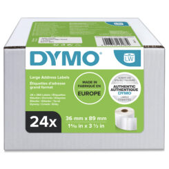 DYMO originele grote LabelWriter adreslabels | 36 mm x 89 mm | 24 rollen met elk 260 labels (6.240 zelfklevende etiketten) | Geschikt voor de LabelWriter labelprinters | Gemaakt in Europa - Afbeelding 3