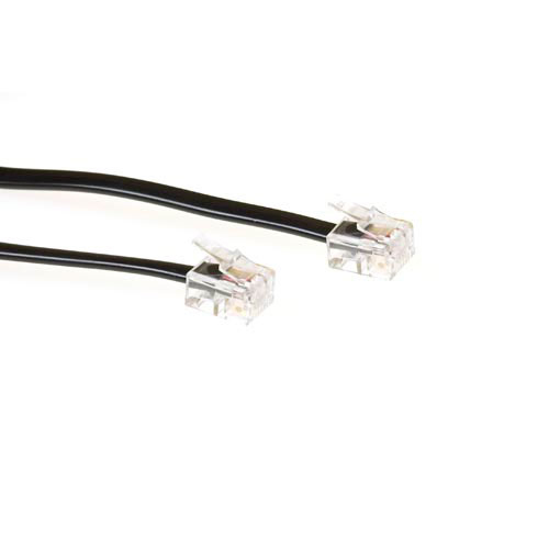 ACT Zwarte 5 meter platte telefoonkabel met RJ11 connectoren